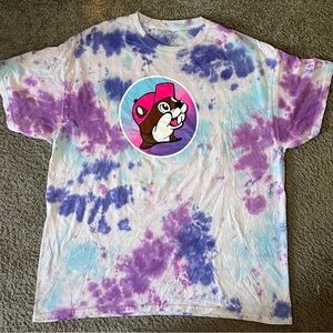 Buc-ee’s Men’s T Shirt Purple Blue Tie Dye Take Me To Buc-ee’s Graphic XL Summer